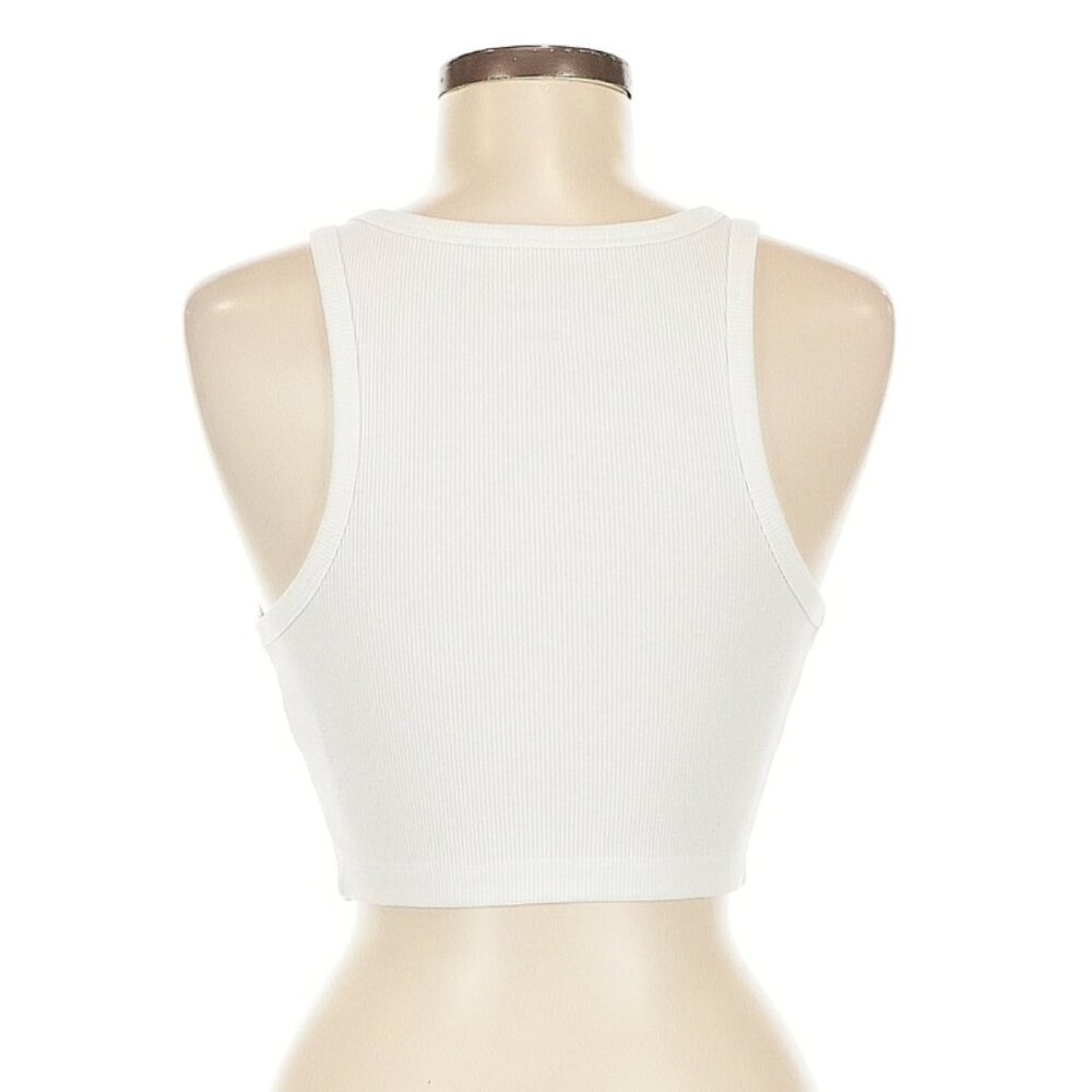 White Ribbed Crop Tank - Picture 2 of 2